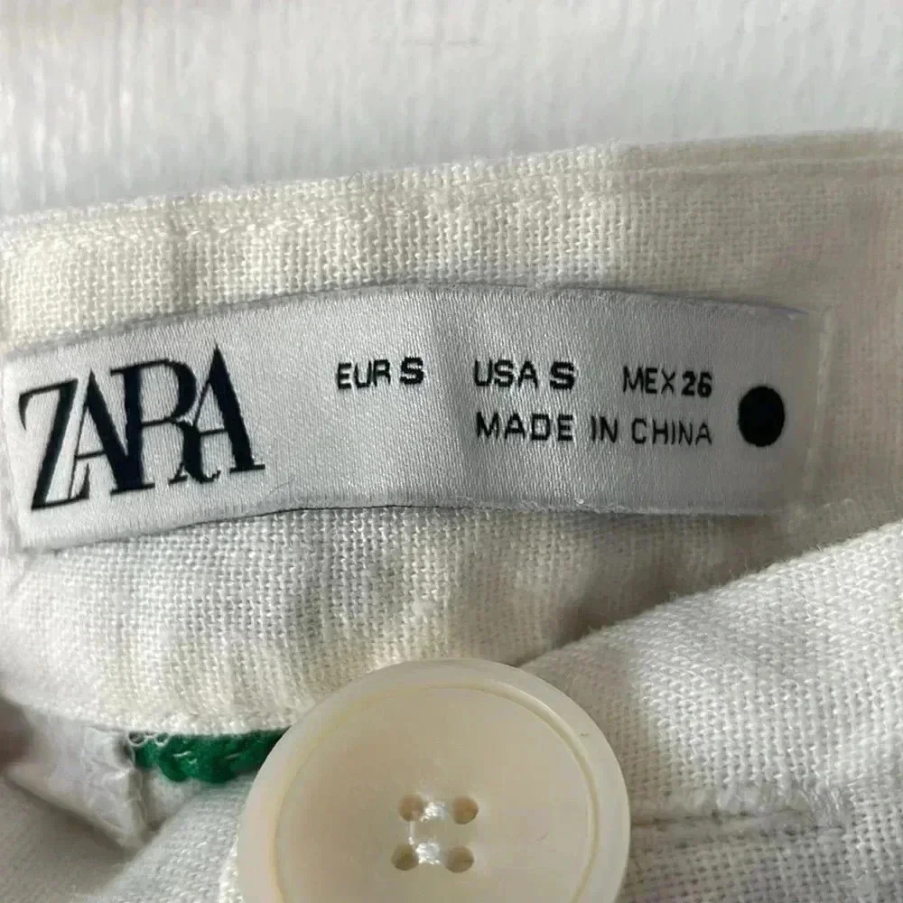 Zara Embroidered linen blend tribal pants 25” - Picture 12 of 12